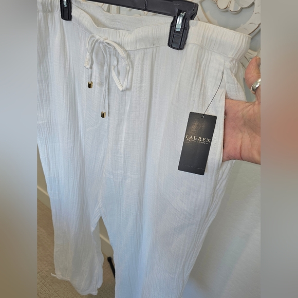 NWT Ralph Lauren 100% Cotton White Wide Leg Pants. Great for Vaca! XL (14/16) - Picture 4 of 5